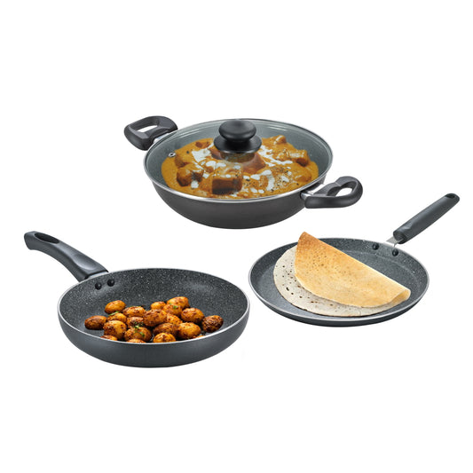 Prestige Omega Deluxe Granite Non-Stick Cookware Set - 3 Piece - 3 U