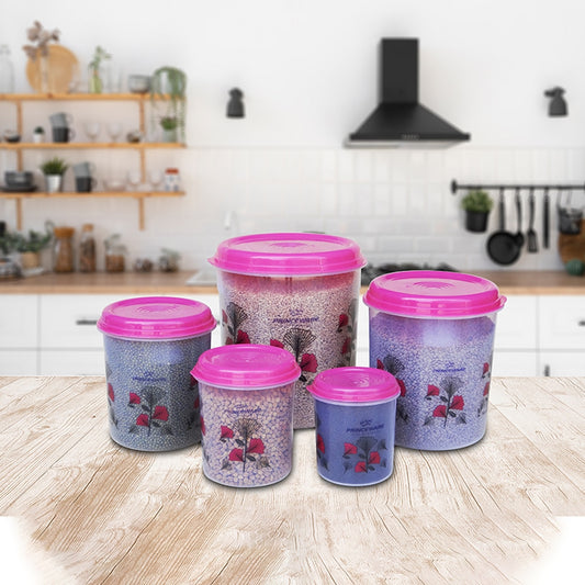 Princeware Classic Plastic Storage Container (Pink) - Set of 5 - 5 U