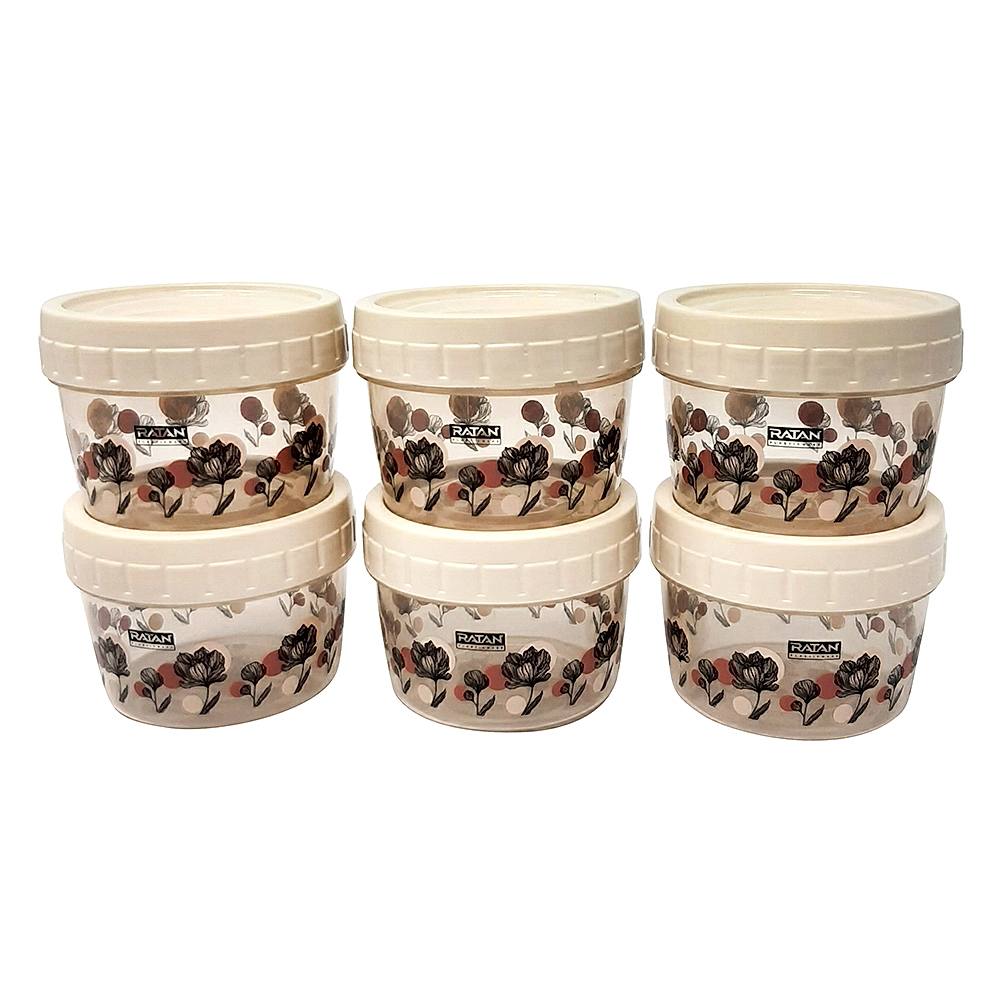 Ratan Plastic Ezee Lock Container Set (Beige) - Set of 6 - 1 U
