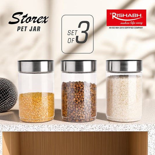 Rishabh Storex 1000 Storage Container Set With Steel Lid (800 ml) - Set Of 3 - 3 U