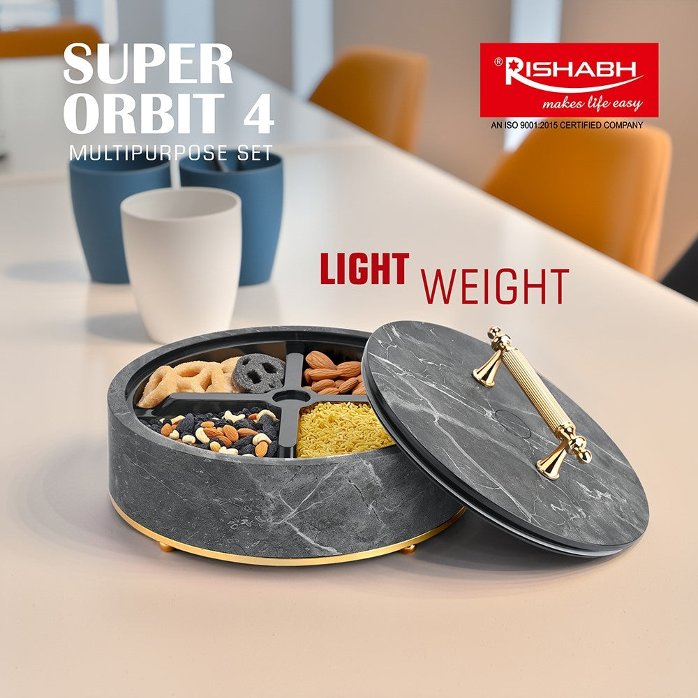 Rishabh Super Orbit 4 Multipurpose Container (Dry Fruits Box) - Grey - 1 U