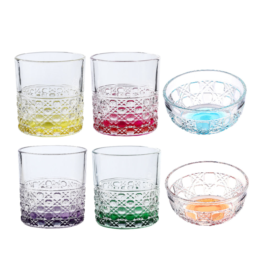 Sanjeev Kapoor Baku Coloured Party Glasses & Bowls - Set Of 6 - 1 Unit