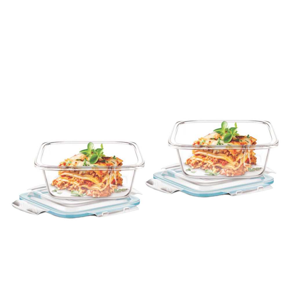 Signoraware Aptitude Lock & Store Square Glass Container Set - 2 Pieces - 1 U