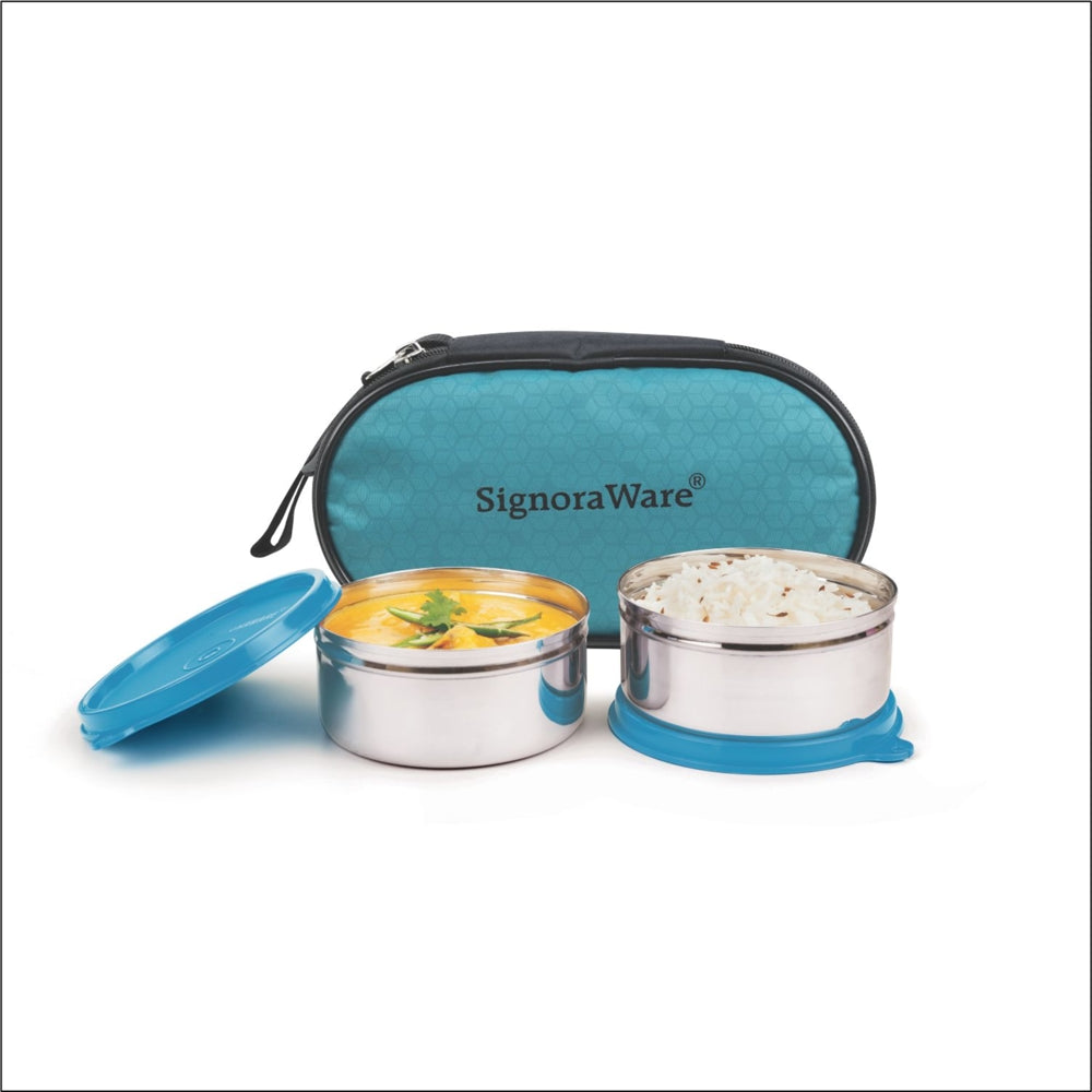 SignoraWare Stainless Steel Midday Maxx Lunch Box - Blue - 2 U