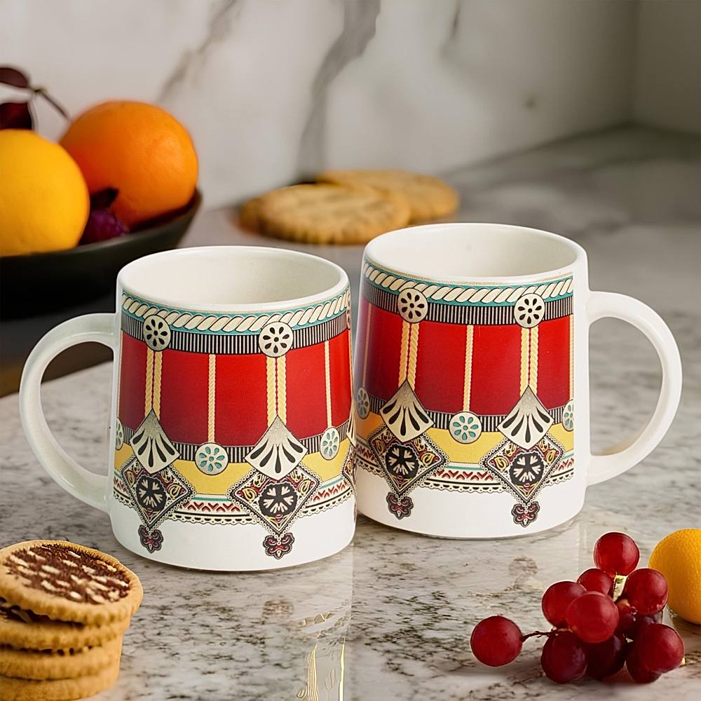 Somny Ceramic Alive Milk Mug Red (330 ml) - Set Of 2 - 1 U