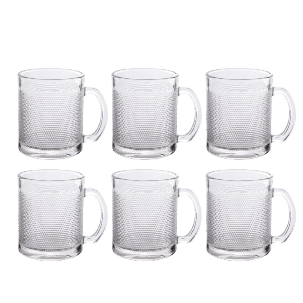 Soogo Tiara Glass Tea Mug (235 ml) - Set Of 6 - 1 Unit