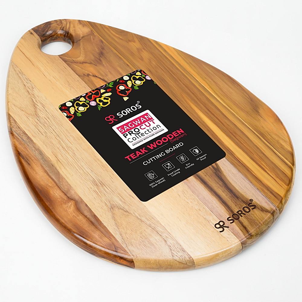 Soros Teak Wooden Oval Chopping Board (35 X 25 cm) - 1 Unit