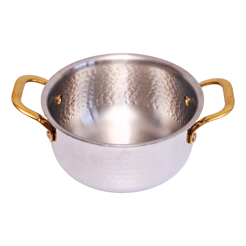 Stainless Steel Triply Casserole With Gold PVD Handle - 18 cm