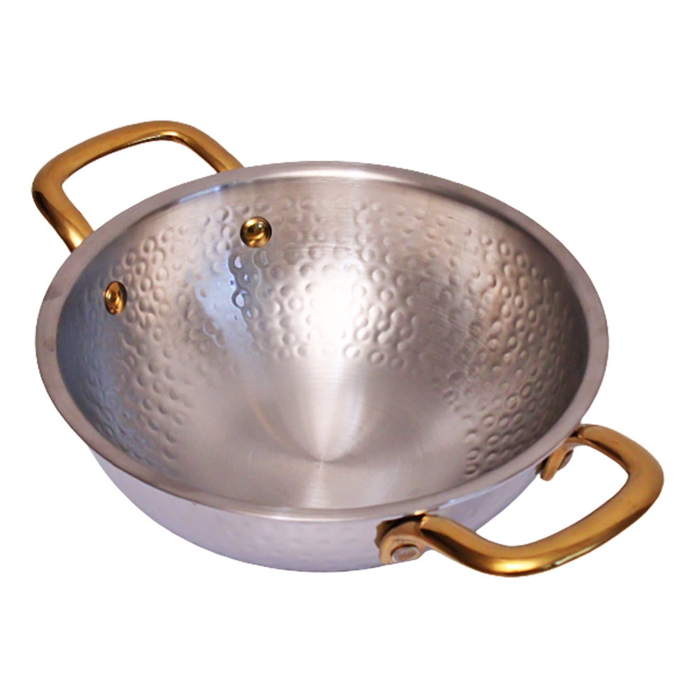 Stainless Steel Triply Kadai With Gold PVD Coating Handle - 20 cm