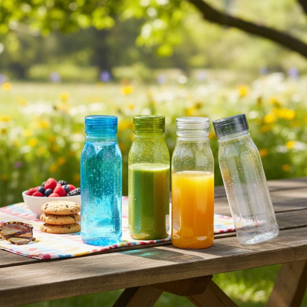 Steelo Aqua Plastic Water Bottle (500 ml) Multicolour - Set Of 4 - 1 Unit