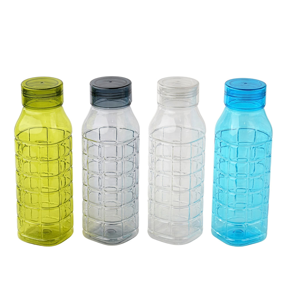 Steelo Checkin Plastic Water Bottle (500 ml) Multicolour - Set Of 4 - 1 Unit
