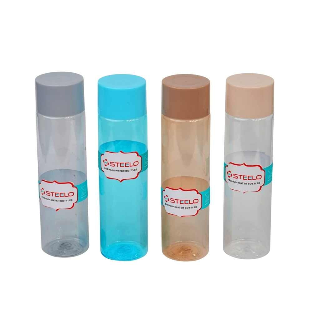Steelo Jalvi Plastic Water Bottle (400 ml) Transparent - Set Of 4 - 1 Unit