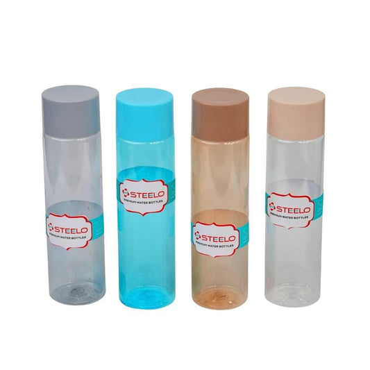 Steelo Jalvi Plastic Water Bottle (400 ml) Transparent - Set Of 4 - 1 Unit