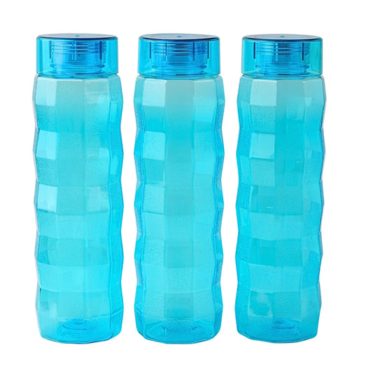 Steelo Joy Plastic Water Bottle (1 Liter) Blue - Set Of 3 - 1 Unit