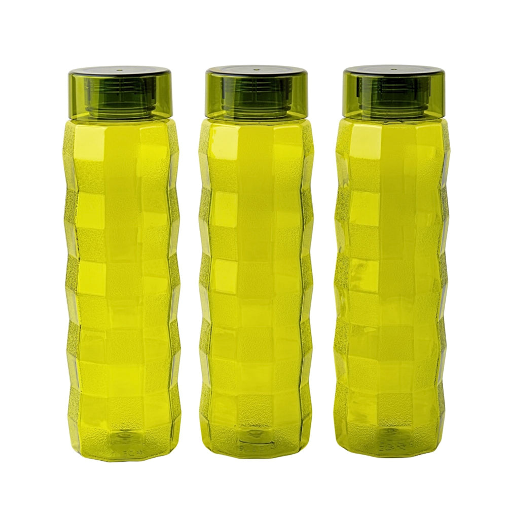 Steelo Joy Plastic Water Bottle (1 Liter) Green - Set Of 3 - 1 Unit