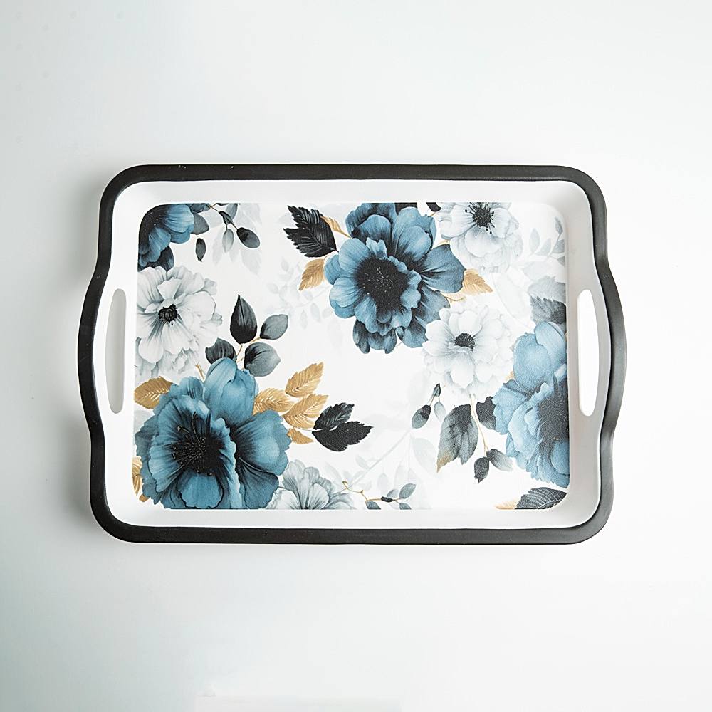 Superware Pure Melamine Matrix Serving Tray - Black & White - 1 Unit