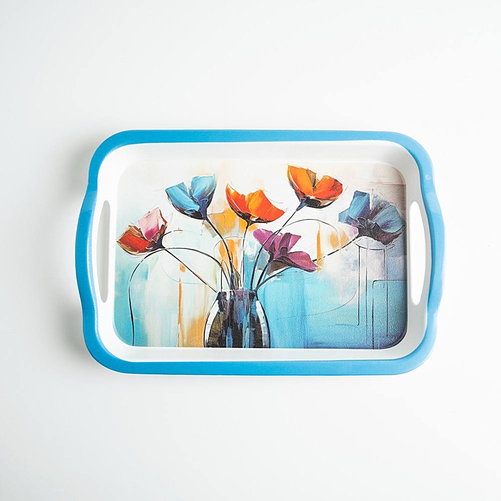 Superware Pure Melamine Matrix Serving Tray - Blue & White - 1 Unit