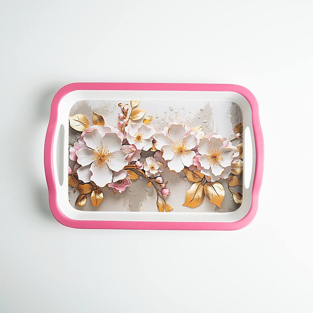 Superware Pure Melamine Matrix Serving Tray - Pink & White - 1 Unit