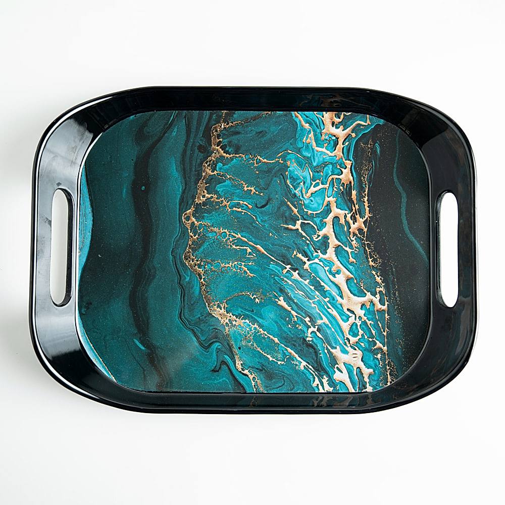 Superware Pure Melamine Rando Serving Tray - Black & Green - 1 Unit