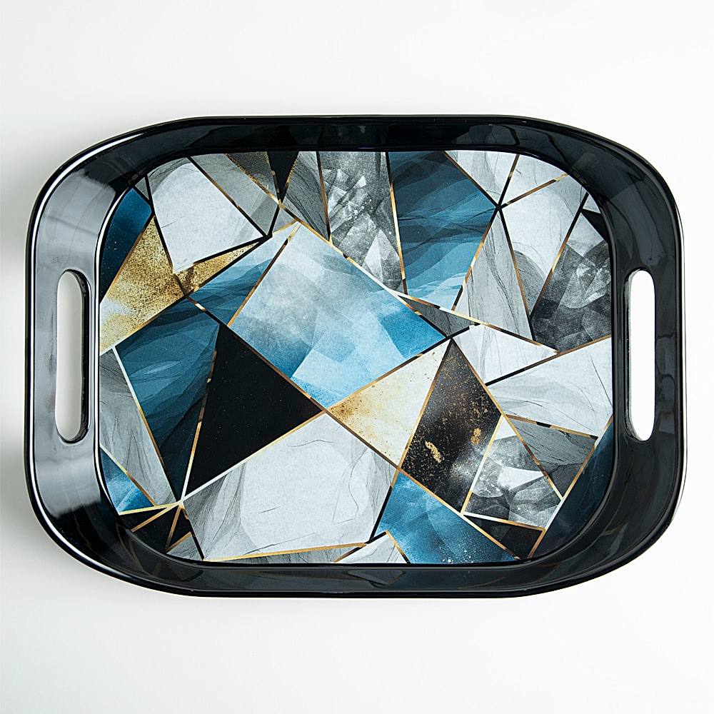 Superware Pure Melamine Rando Serving Tray - Black & Grey - 1 Unit