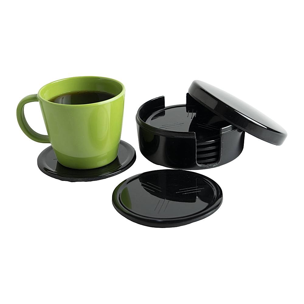 Superware Pure Melamine Tea Coasters With Lid (Black) - Set Of 6 - 1 Unit