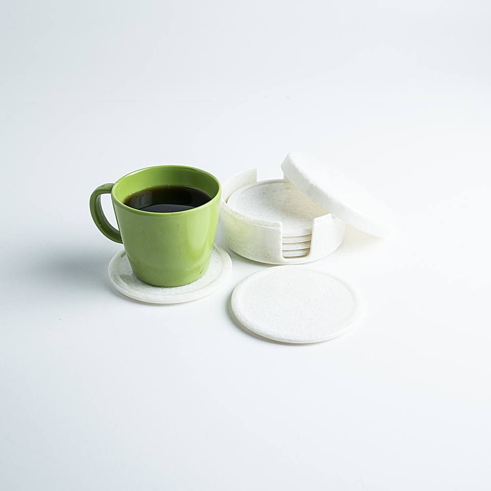 Superware Pure Melamine Tea Coasters With Lid (White) - Set Of 6 - 1 Unit