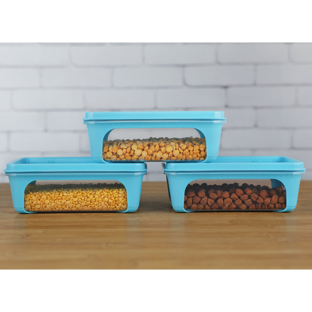 Unica 2K Rectangular Storage Container (Blue) 840 ml - Set of 3 - 1 U