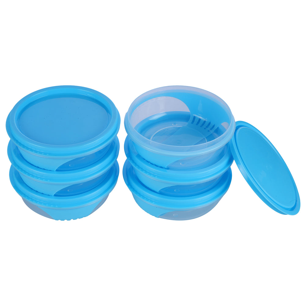 Unica 2K Round Storage Container (Blue) 250 ml - Set of 6 - 1 U