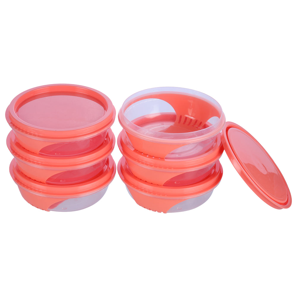 Unica 2K Round Storage Container (Coral) 250 ml - Set of 6 - 1 U
