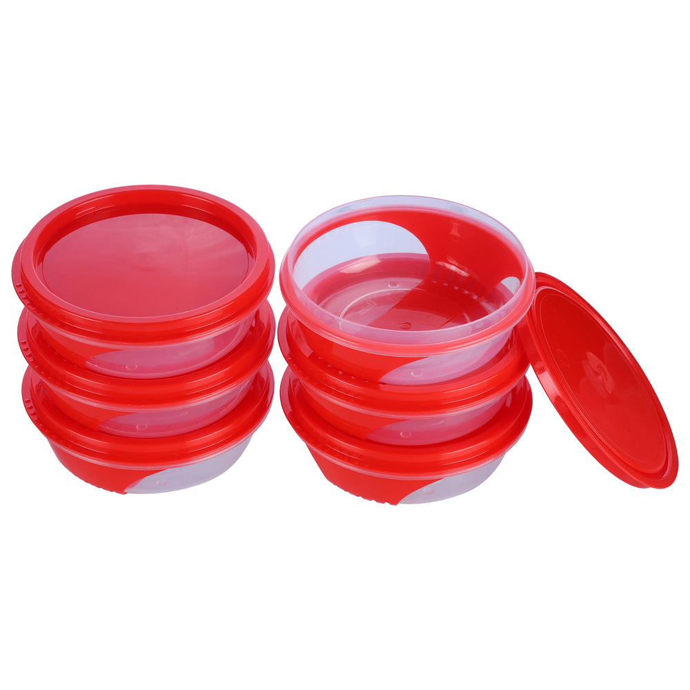 Unica 2K Round Storage Container (Red) 250 ml - Set of 6 - 1 U