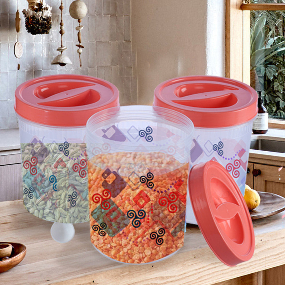Unica Multipurpose Storage Canister (Coral) 1.75 L - Set of 3 - 1 U