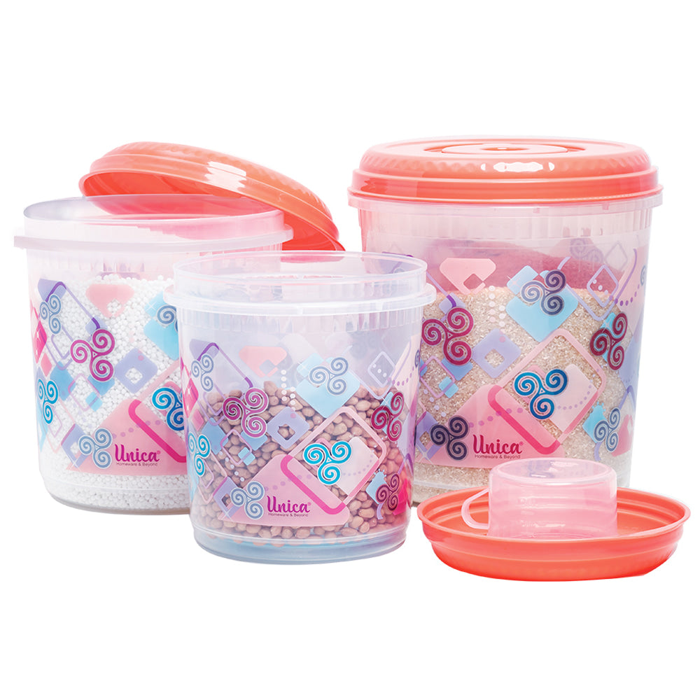 Unica Multipurpose Storage Container (Coral) - Set of 3 - 1 U