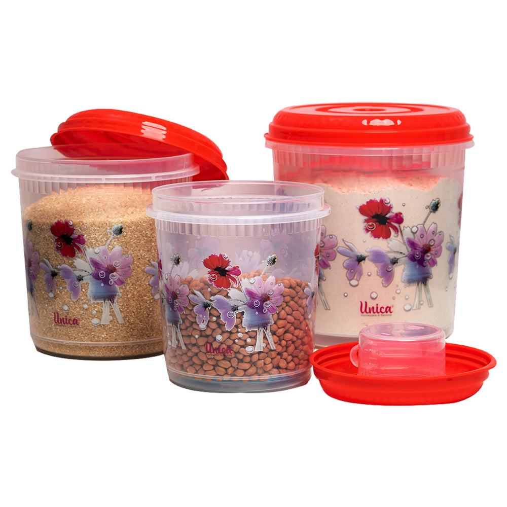 Unica Multipurpose Storage Container (Red) - Set of 3 - 1 U