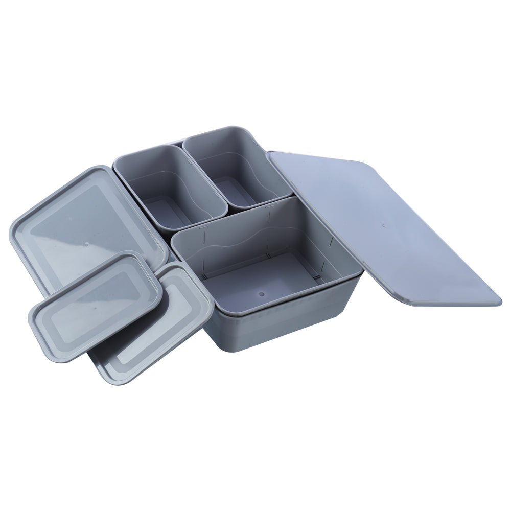 Unica Multipurpose Tray With Lid (Grey) - Set of 4 - 1 U