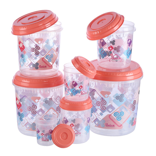 Unica Splendido Multipurpose Storage Container (Coral) - Set of 7 - 1 U