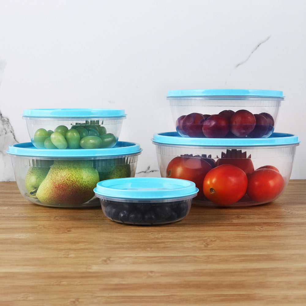 Unica Tenaz Round Bowl Container (Blue) - Set of 5 - 1 U