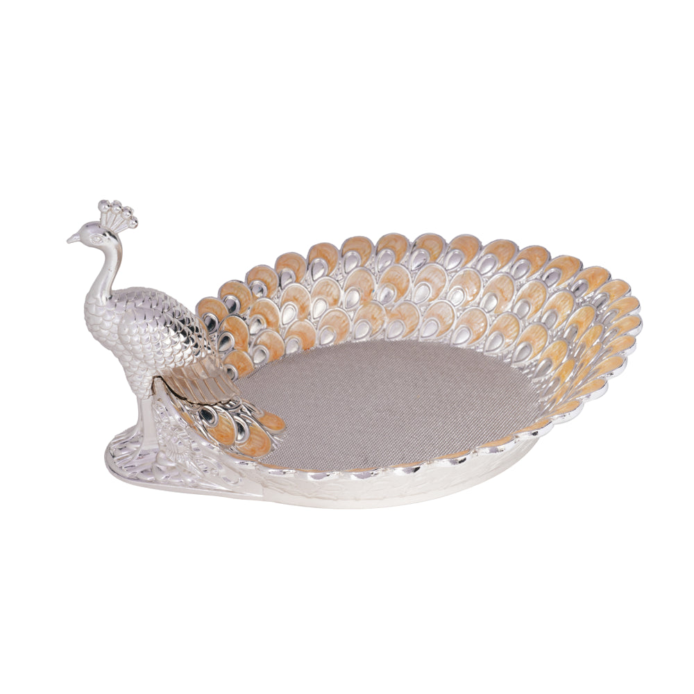 Whitegold Jewel Peacock Serving Tray WGS 099 - Peach Enamel - 1 Unit