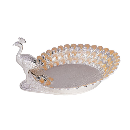 Whitegold Jewel Peacock Serving Tray WGS 099 - Peach Enamel - 1 Unit