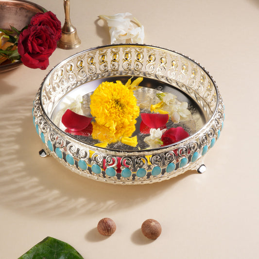 Whitegold Luxury Round German Silver Tray WGS 094 - Blue Enamel - 1 Unit