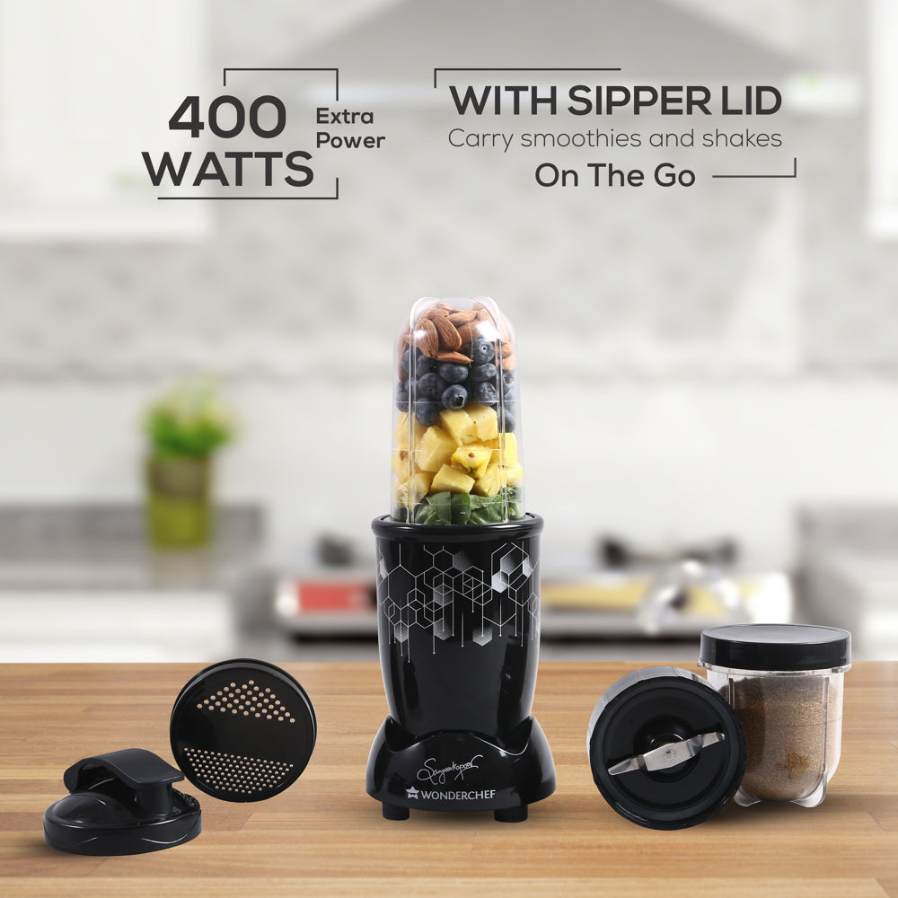 Wonderchef Nutri-Blend Photon Mixer Grinder - 2 Jars (Black) - 400 W - 1 U