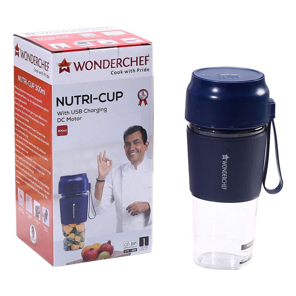 Wonderchef Nutri Cup Portable USB Charging Blender (Blue) - 300 ml - 1 U