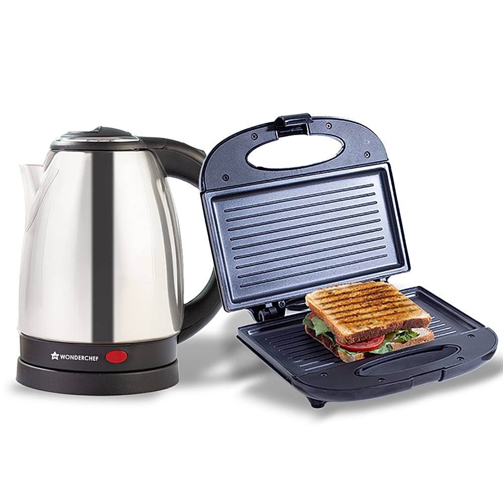 Wonderchef Prato Plus Griller & Crescent Electric Kettle (Black) - 1 Unit