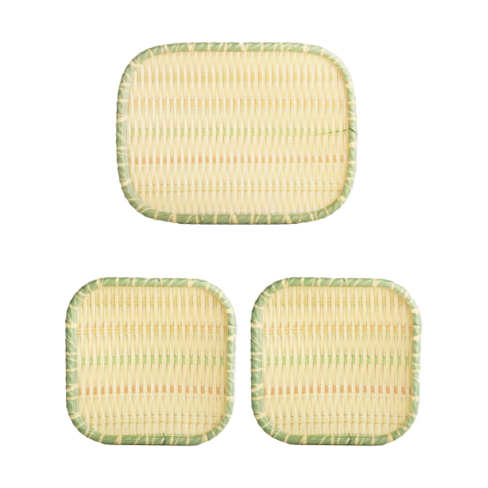 Wood & Kemp Melamine Bamboo Sanck Plate (Green & White) - Set Of 3 - 1 Unit