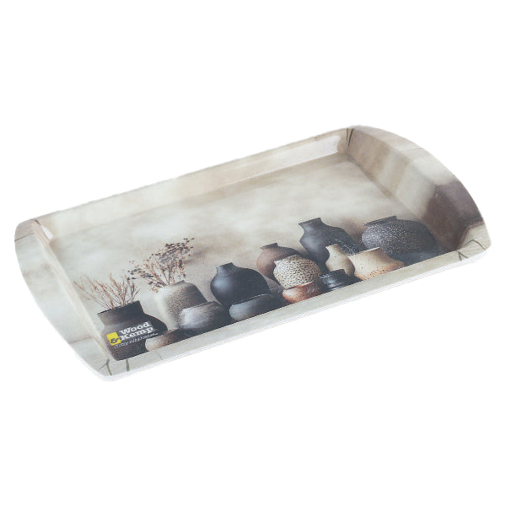 Wood & Kemp Melamine Tulip Serving Tray (White & Grey) - Set Of 3 - 1 Unit