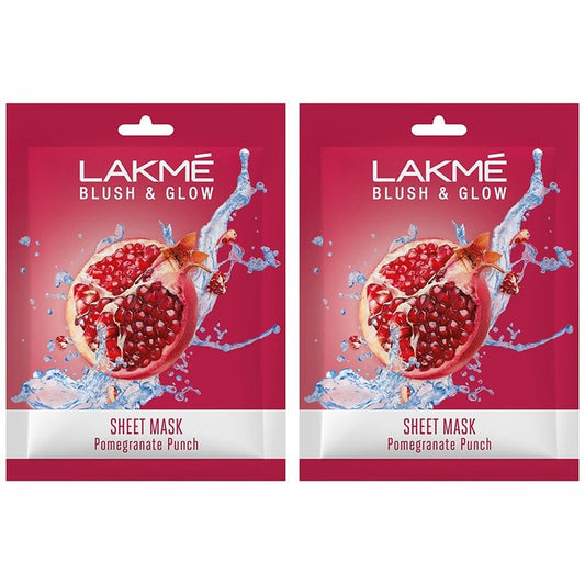 Lakme Set Of 2 Blush & Glow Pomegranate Punch Sheet Mask - 25ml