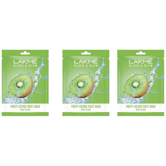 Lakme Set of 3 Blush & Glow Kiwi Sheet Mask 20 ml each