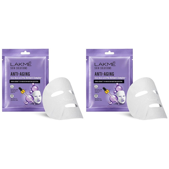 Lakme Set of 2 Skin Solutions Anti Aging Sheet Mask with Pro Retinol C Complex - 25 ml