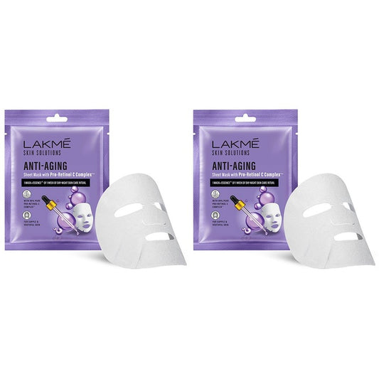 Lakme Set of 2 Skin Solutions Anti Aging Sheet Mask with Pro Retinol C Complex - 25 ml