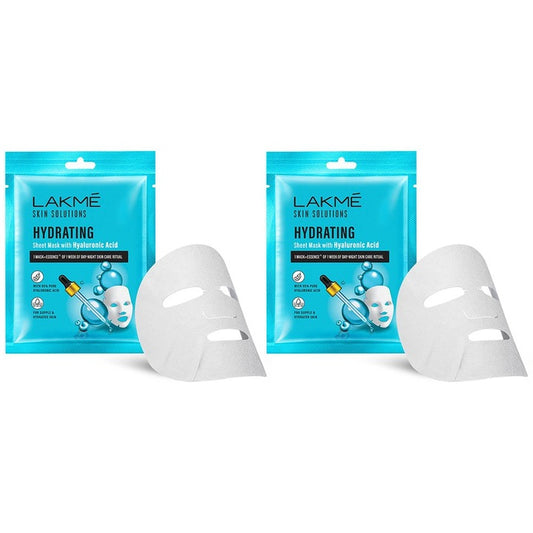 Lakme Set of 2 Skin Solutions Hydrating Sheet Mask with Hyaluronic Acid - 25ml
