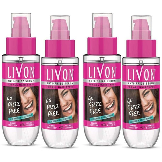 Livon 4 Pcs Hair Serum For Dry & Frizzy Hair For Shine & Damage Protection - 100ml Each